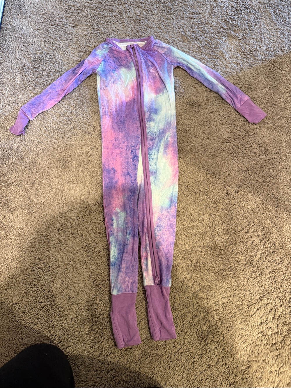 Little Sleepies Pastel Purple Tie-Dye Zip One-Piece Footie